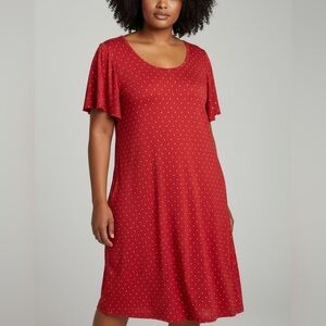 In Every Story Polka Dot Shirt Dress Red